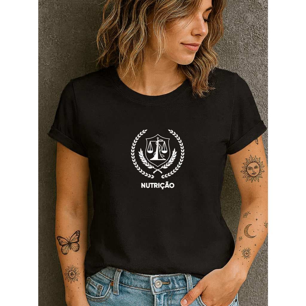 Camiseta Babylook Feminina Estampada 100% Algodão Curso Faculdade Nutrição Profissão
