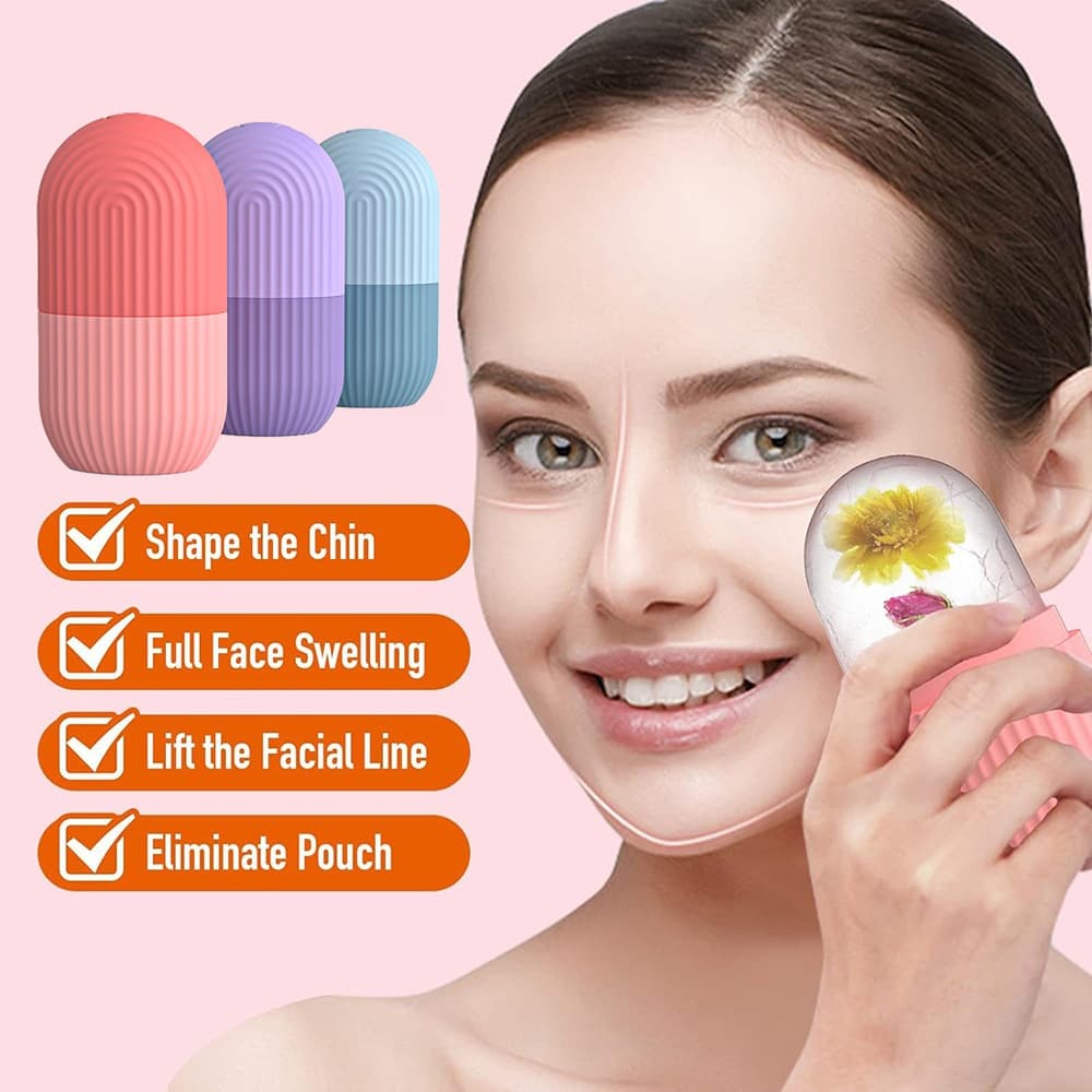 Massageador Ice Rolo Para Rosto Material de Silicone Tratamento de Poros e Rugas