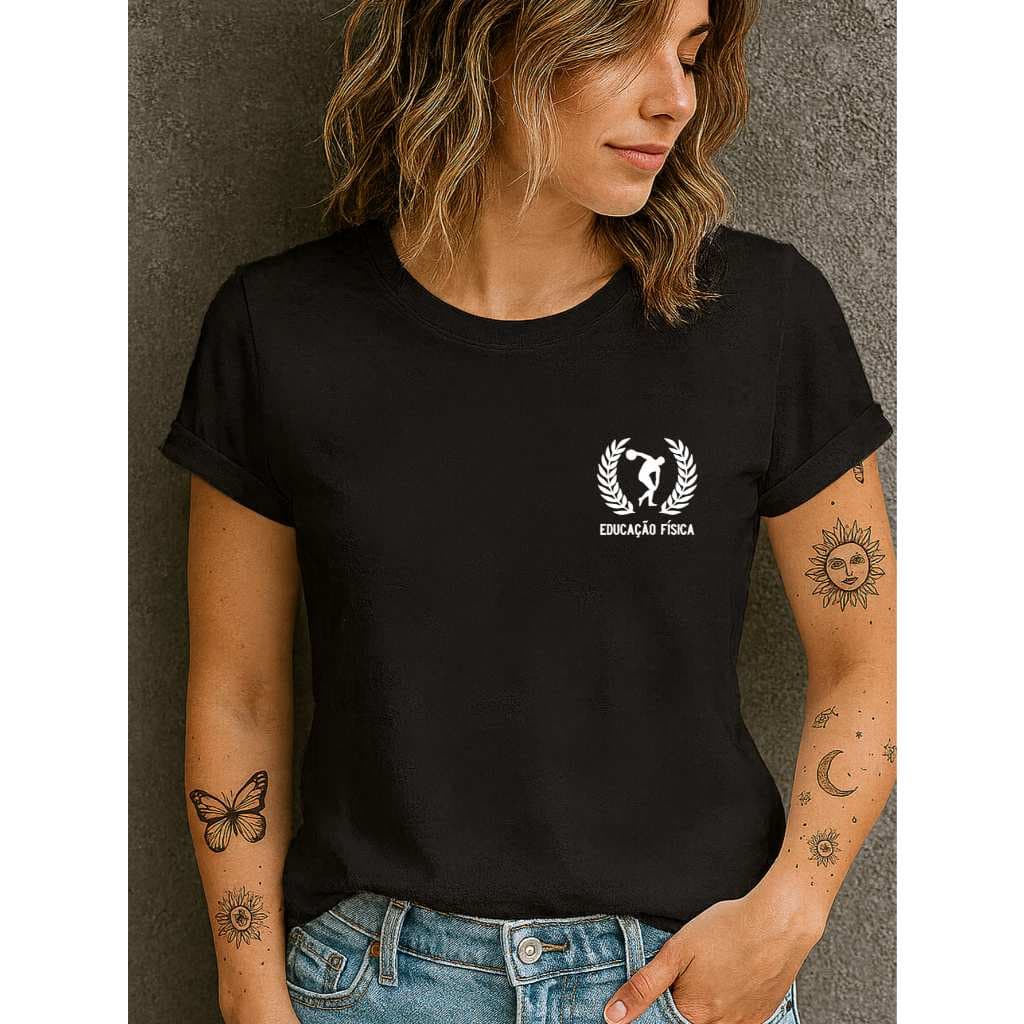 Camiseta Babylook Feminina Estampada 100% Algodão Curso Faculdade Educação Fisica MinimalistaProfissão