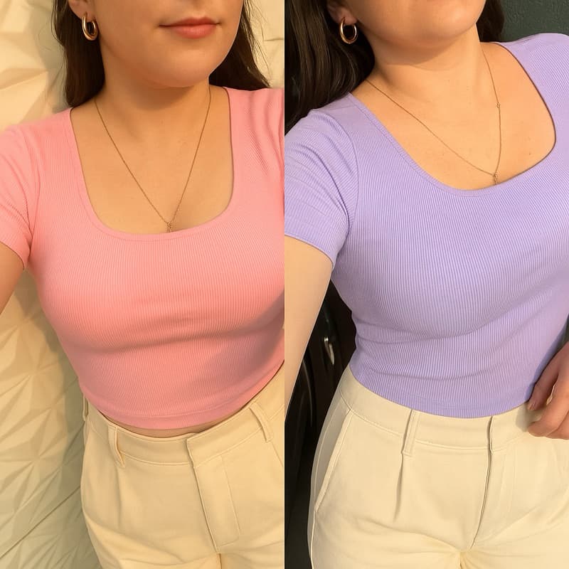 Kit 2 Blusinhas Cropped Feminino Com Forro Tecido Ribaninha Moda Feminina