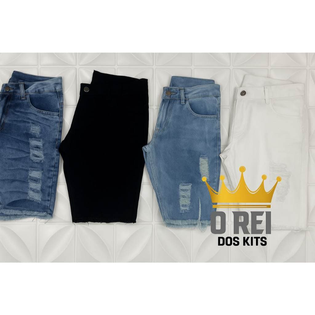 4 Bermudas Jeans Masculina  Rasgada Desfiada Com Lycra Elastano Direto Da Fabrica