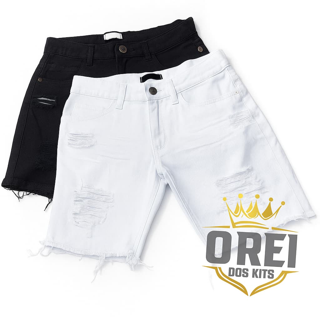 Kit 2 Bermudas Jeans Masculina Desfiada Com layra Especial de Natal Voce Monta seu KIT