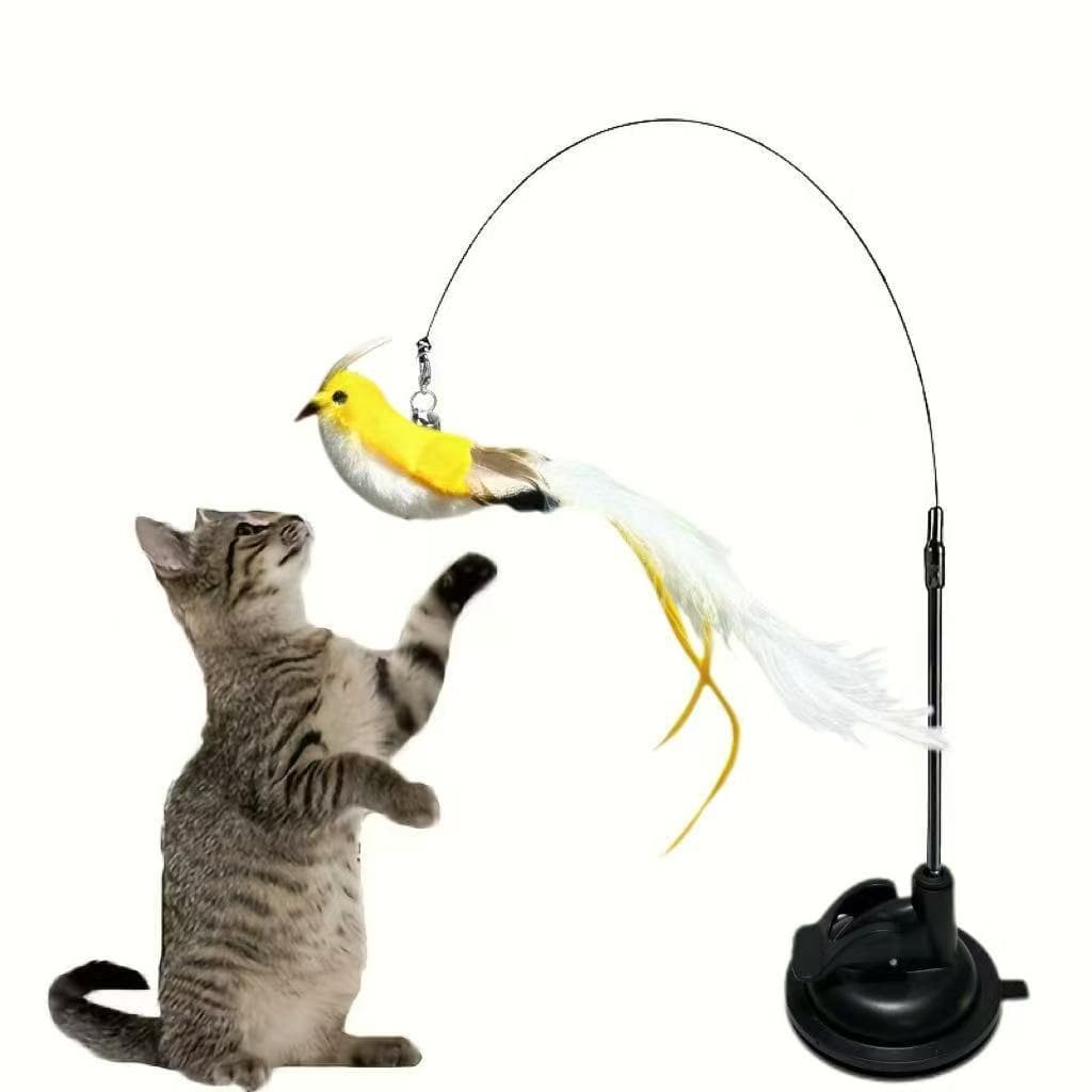 Simulação De Pássaros De Gato Interativo Brinquedo De Pena Engraçado Com Sino Brincando Varinha