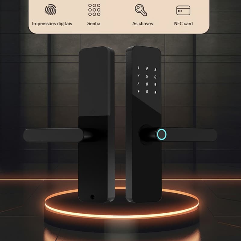 Fechadura Digital 4 em 1 Biometria Bluetooth Senha Chave Tag Acesso Seguro Casa -M15