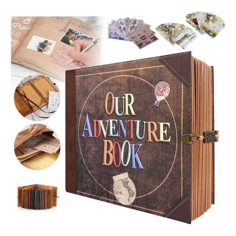 Álbum de Fotos DIY "Minhas Aventuras", Livro Personalizável com Marcador e Cartão Inclusos