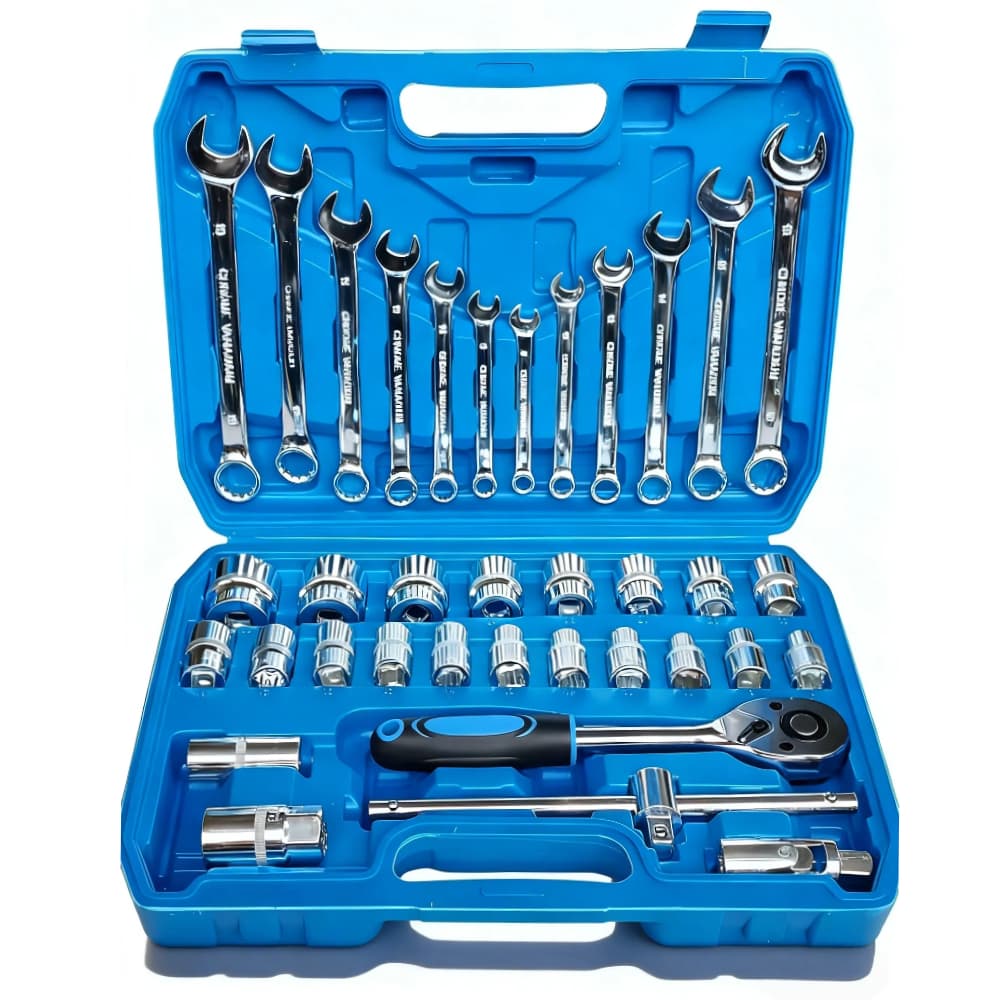 Kit de Ferramentas 37 Peças profissional jogo chave combinada soquetes e catraca grande