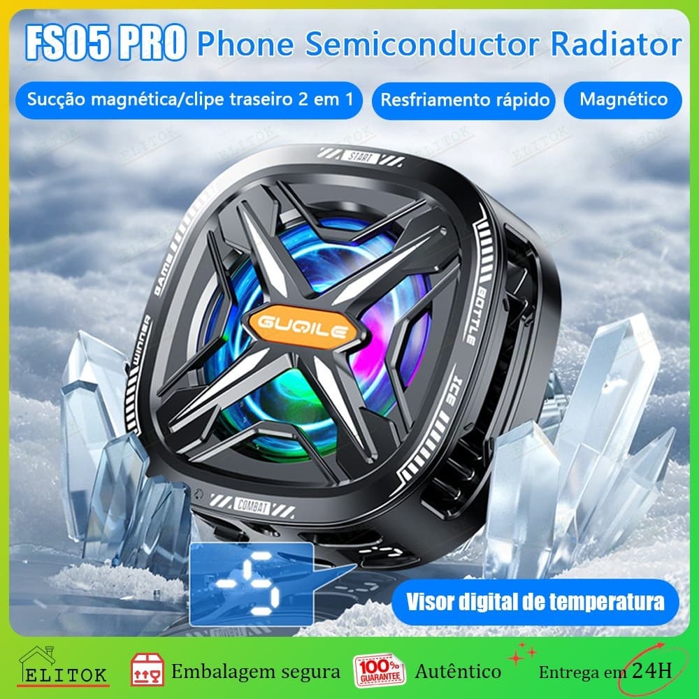 FS05 Pro Radiador de Celular Magnético Phone Cooler Para Jogos Resfriamento Rápido RGB Portátil 3 Velocidades Ajustável