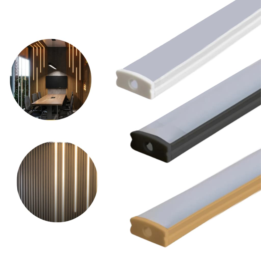 Perfil Aluminio De Led Sobrepor Slim 17x7mm Com 2 Metros Branco/Preto/Rosê Iluminação