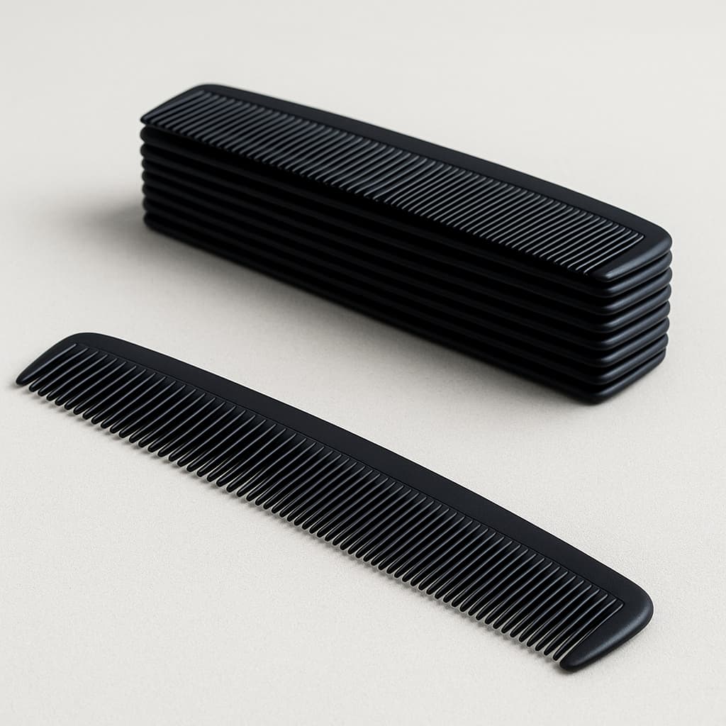 Kit 24 Pentes Masculinos Pretos de Bolso para Cabelo, Barba e Bigode Profissional Barbearia