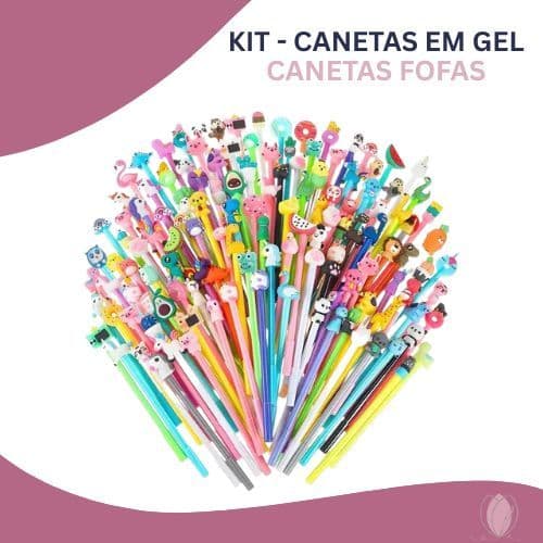 Kit de Canetas em Gel Fofas – Cores Vibrantes e Modelos Divertidos - Sortidas