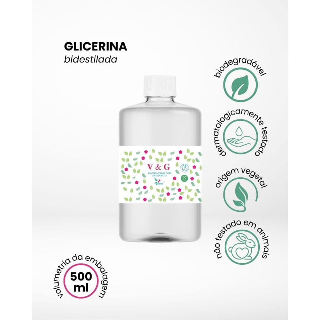 KIT 2 UND. 500ML - GLICERINA BI DESTILADA USP - QUIMIZ