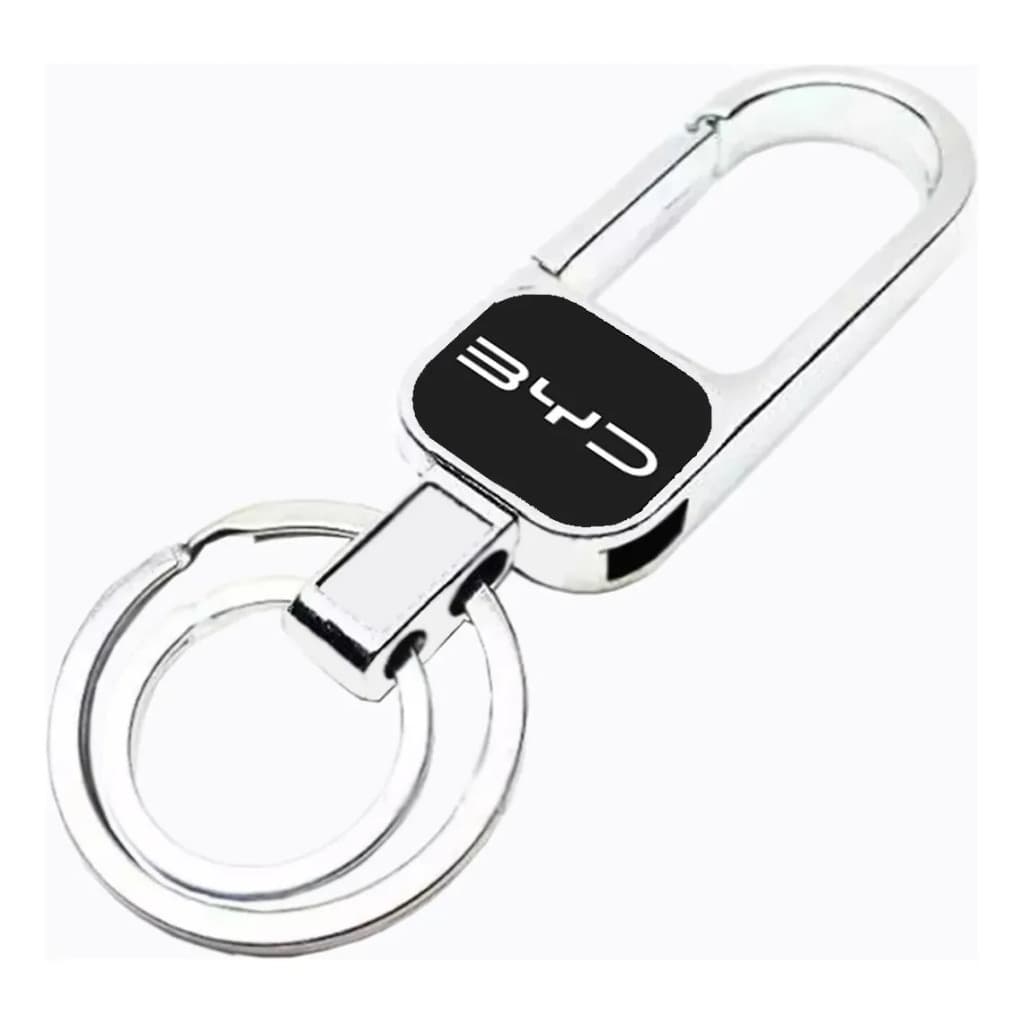 Chaveiro de Metal com Logo BYD Mosquetão Gatilho e 2 Argolas