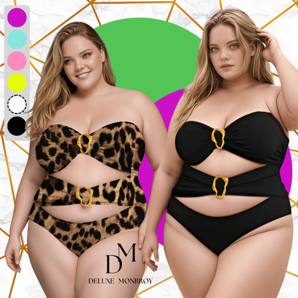 Body Maiô Tomara Que Caia Plus Size 🔥🤩 Com Detalhe Dourado Ferrinho Fivela Organica Decote Suplex