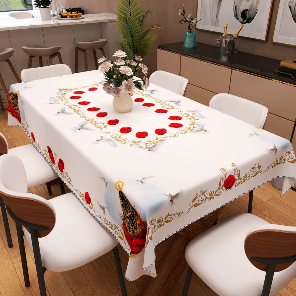 Toalha De Mesa Religiosa Estampada Poliéster2,00x1,40m