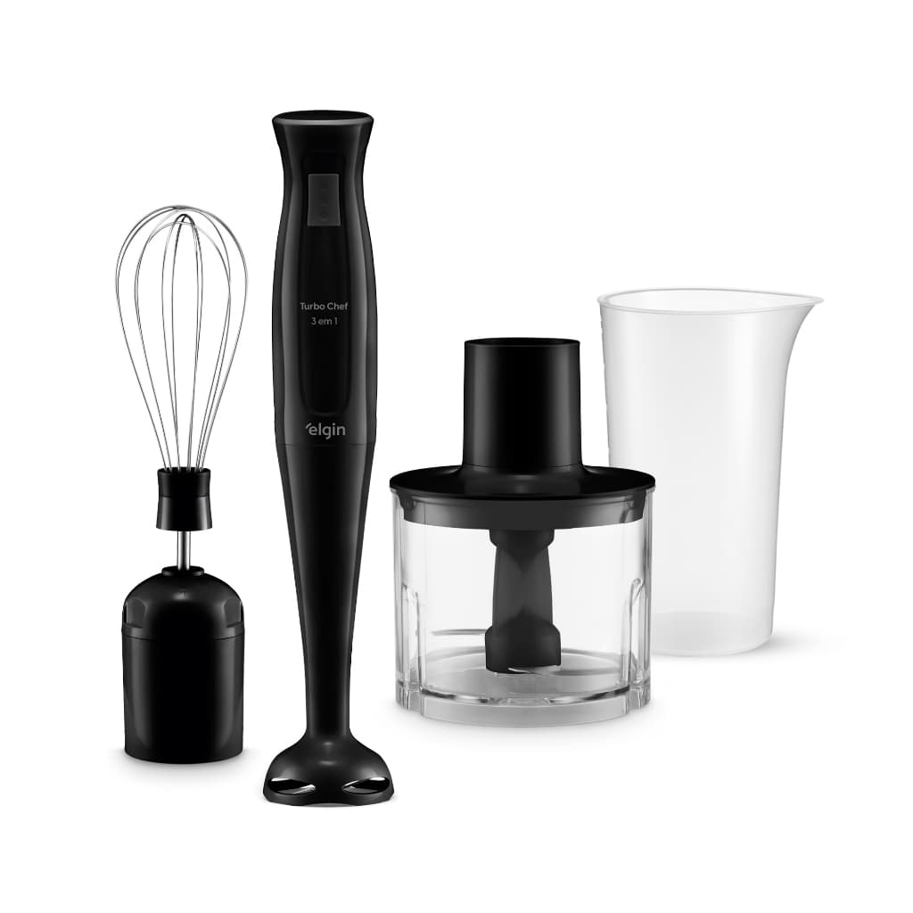 Mixer Turbo Chef Elgin 3 em 1 200W com Mini Processador Batedor Fouet e Copo 700ml
