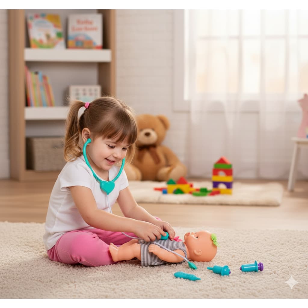 Boneca Bebê Babidu Dodói 33cm Acessórios Médicos Criança Infantil Educativa