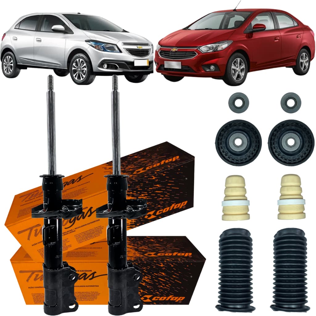 Par Amortecedor Dianteiro e Kit Batente Coxim Gm Onix Prisma 2013 2014 2015 2016 2017 2018 2019