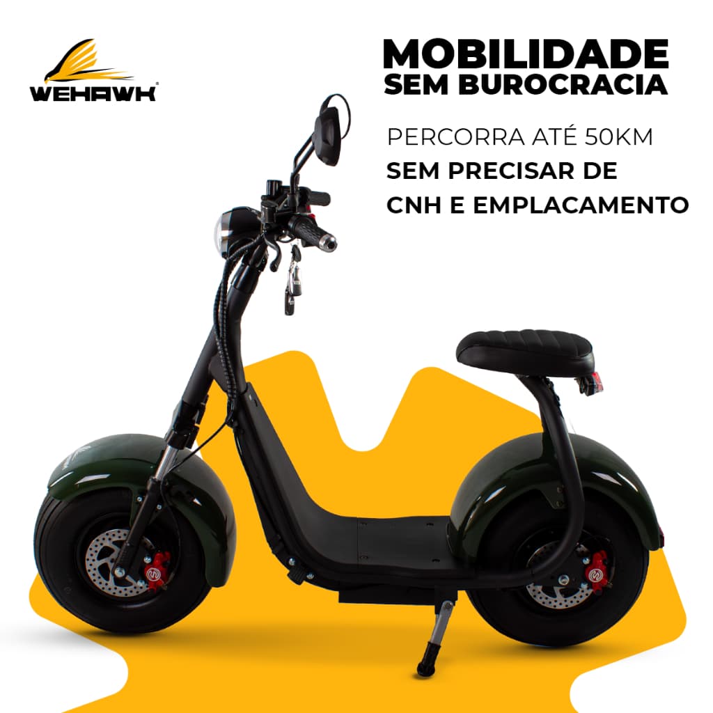Scooter Elétrica Compacta 1000W WX-07 – Bateria de Lítio 60V 20Ah sem CNH