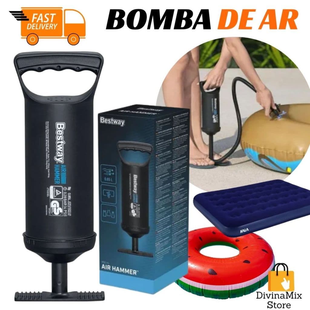 Bomba de Ar Manual Portátil – Enche Bolas, Bicicletas e Brinquedos com Facilidade em Casa ou ao Ar Livre