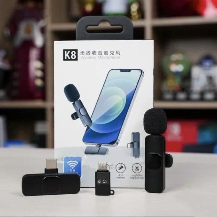 LAPELA P2 K35 - Microfone Lapela Sem Fio Bluetooth com Cabo USB