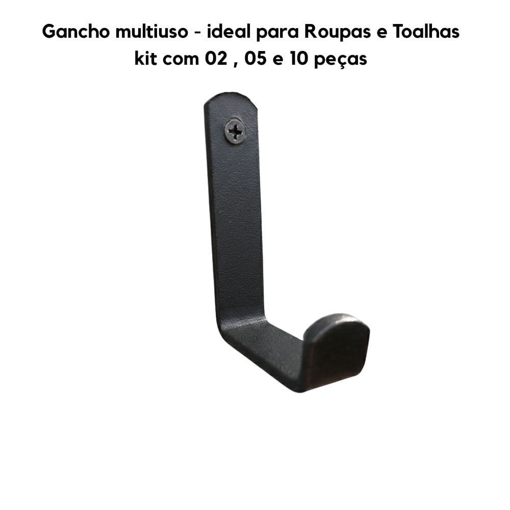 Kit Gancho Cabide de Parede Multiuso Preto Fosco e Branco Cabide Toalhas Bolsas Roupas Para Banheiro Cozinha Sala Quarto