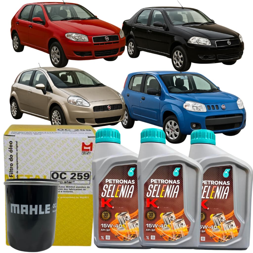 Kit 03 Óleo Motor Petronas 15w40 Filtro Palio Siena Strada Idea Doblo Fiorino 1.3 1.4 8v 16v