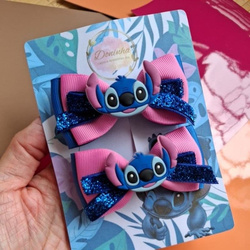 Laços de cabelo Stitch,  Stitch e Angel