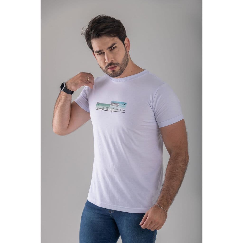 Camisa Masculina Slim,100% Algodão Penteado ,Estampa de Alta Resolução .