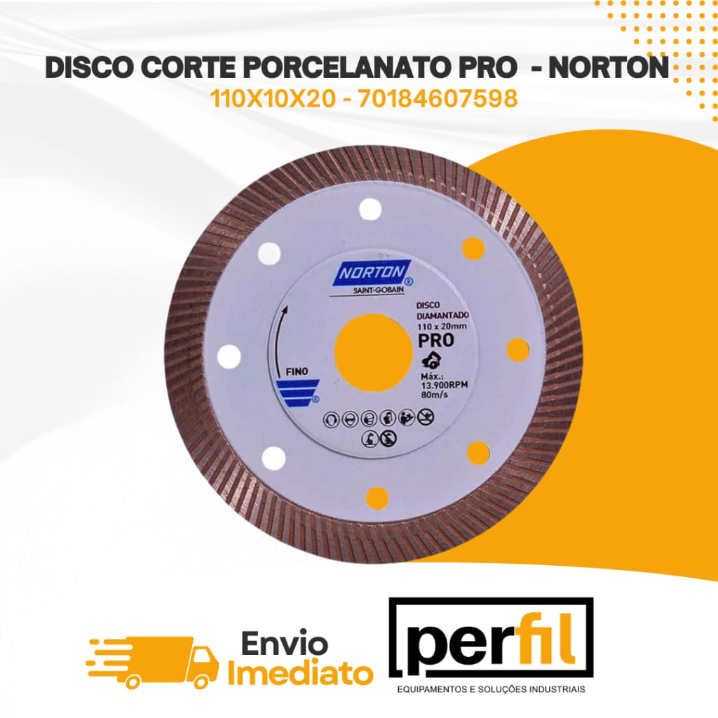 Disco de Corte Porcelanato Pro Extra Fino 110x10x20mm Norton