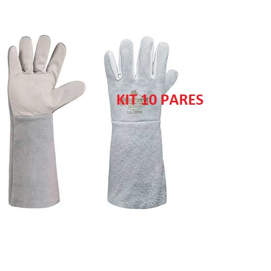 it 10 pares de luva mista de vaqueta e raspa de couro punho 15 cm