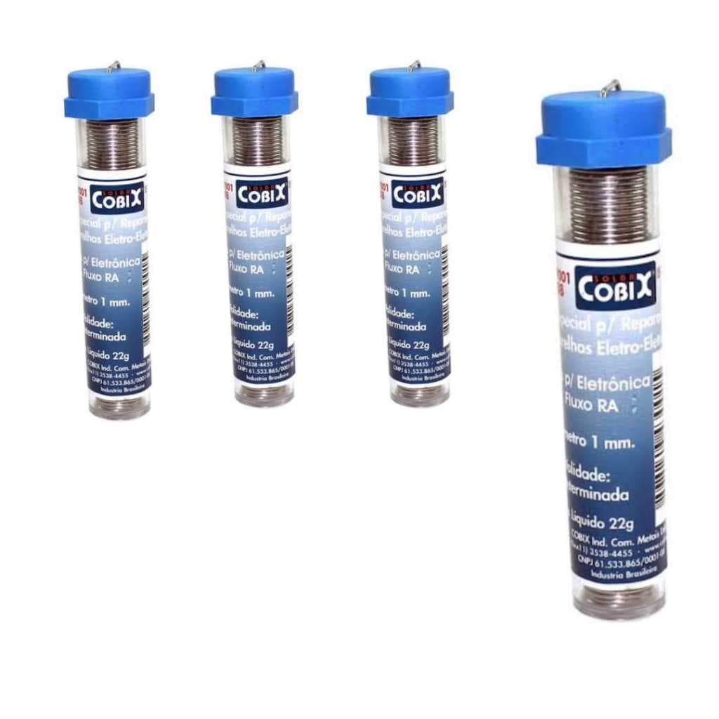 KIT Fio de Solda Cobix 22g – Solda Estanho para Eletrônicos / Reparos / Placas 04peças
