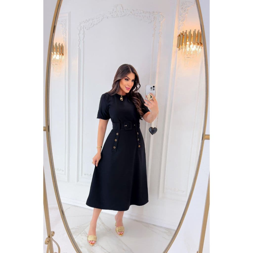 Conjunto Feminino Crepp Elegante , Botões e Cinto na Saia ,Blusinha com manga, Moda Evangelica, Delicada , P/M/G