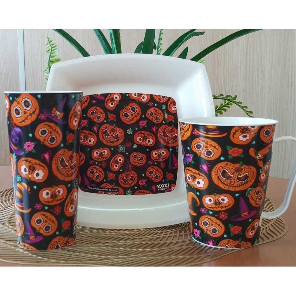 [KIT] 3 PRATO E CANECAS  HALLOWEEN