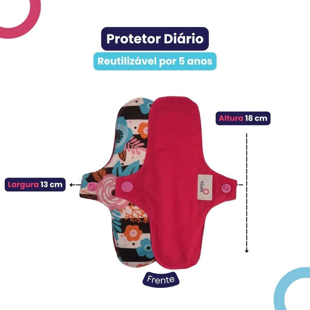1 Protetor Diário Absorvente Menstrual Reutilizável de Pano UNITÁRIO/AVULSO