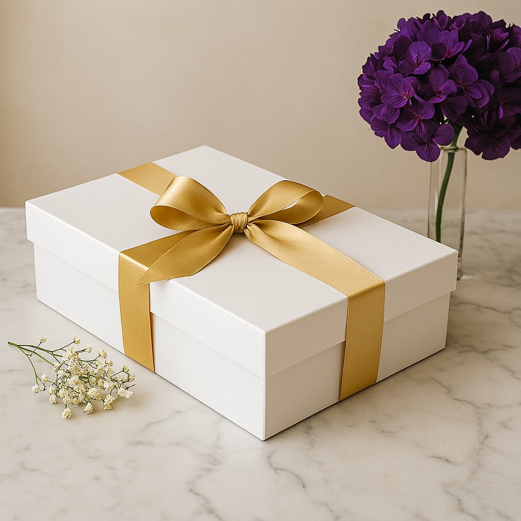 Caixa Presente 35x24x10 Branca Premium Natalino Elegante