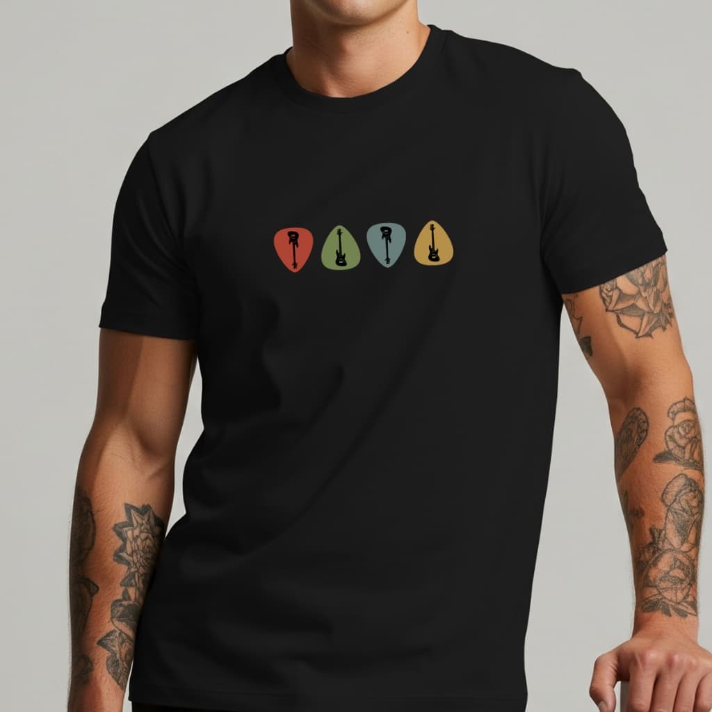 Camiseta Masculina 100% Algodao Rock & Música Guitarras Estilosa Palhetas Camisa