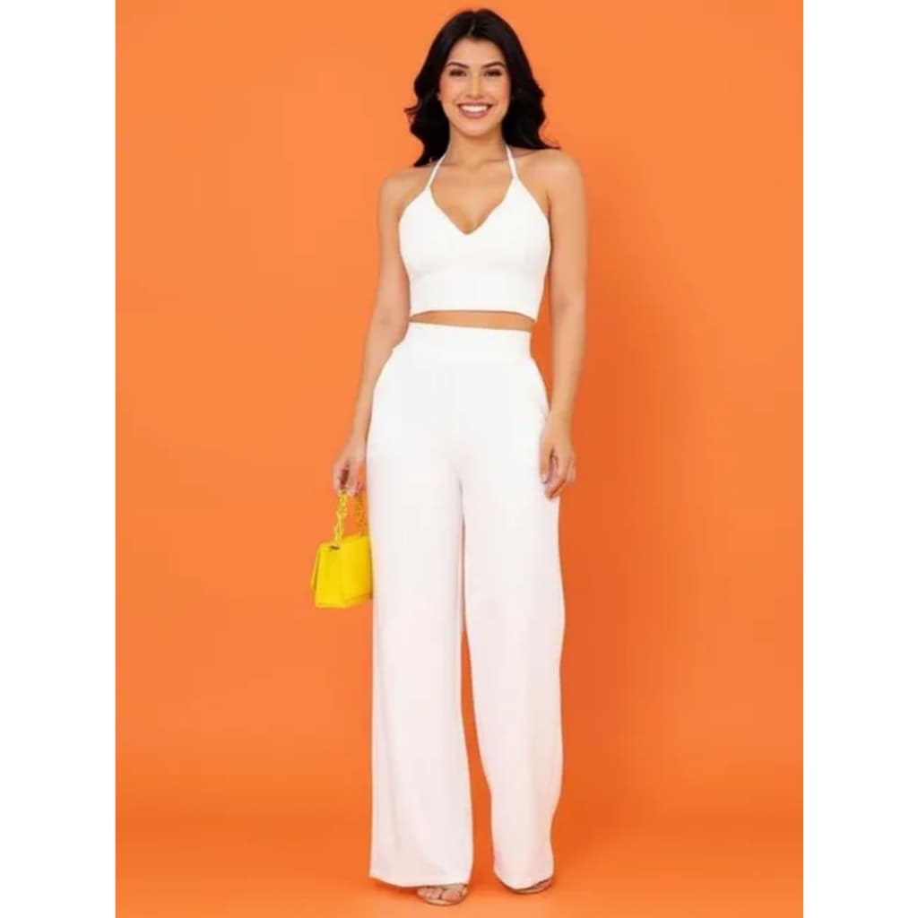 Conjunto Cropped e Calça Pantalona