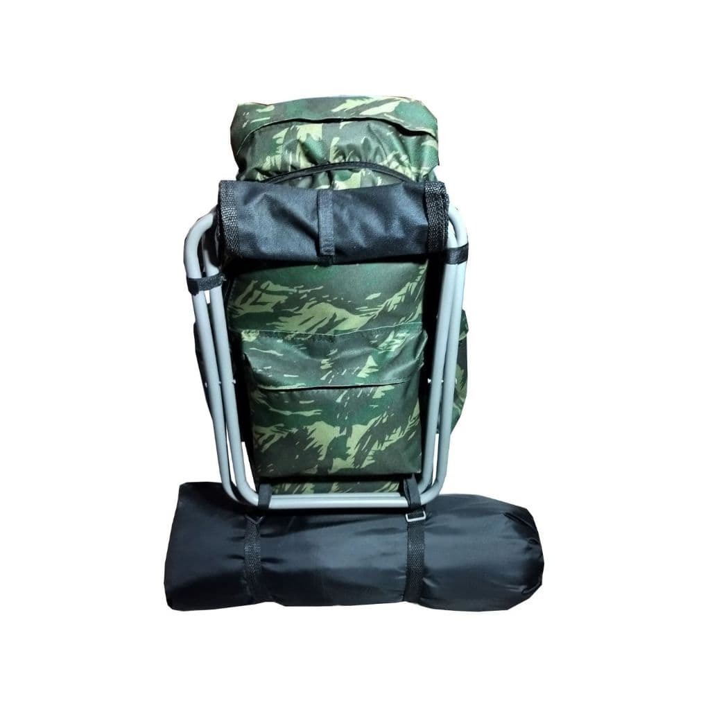 Conjunto Acampar Mochila 46l+banqueta 70kg+colchonete Pop Camuflado