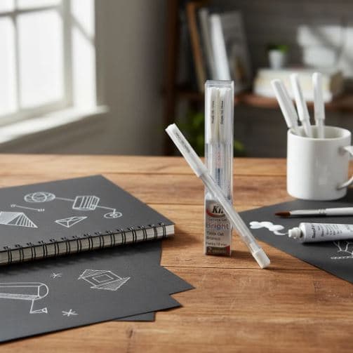 Kit 2 Canetas Gel Branca Ponta Fina 1.0mm Desenhos Escritas