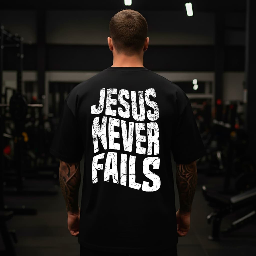 Camiseta Oversized Algodão Premium Jesus Nunca Falha Blusão Malha Grossa Estampada Qualidade