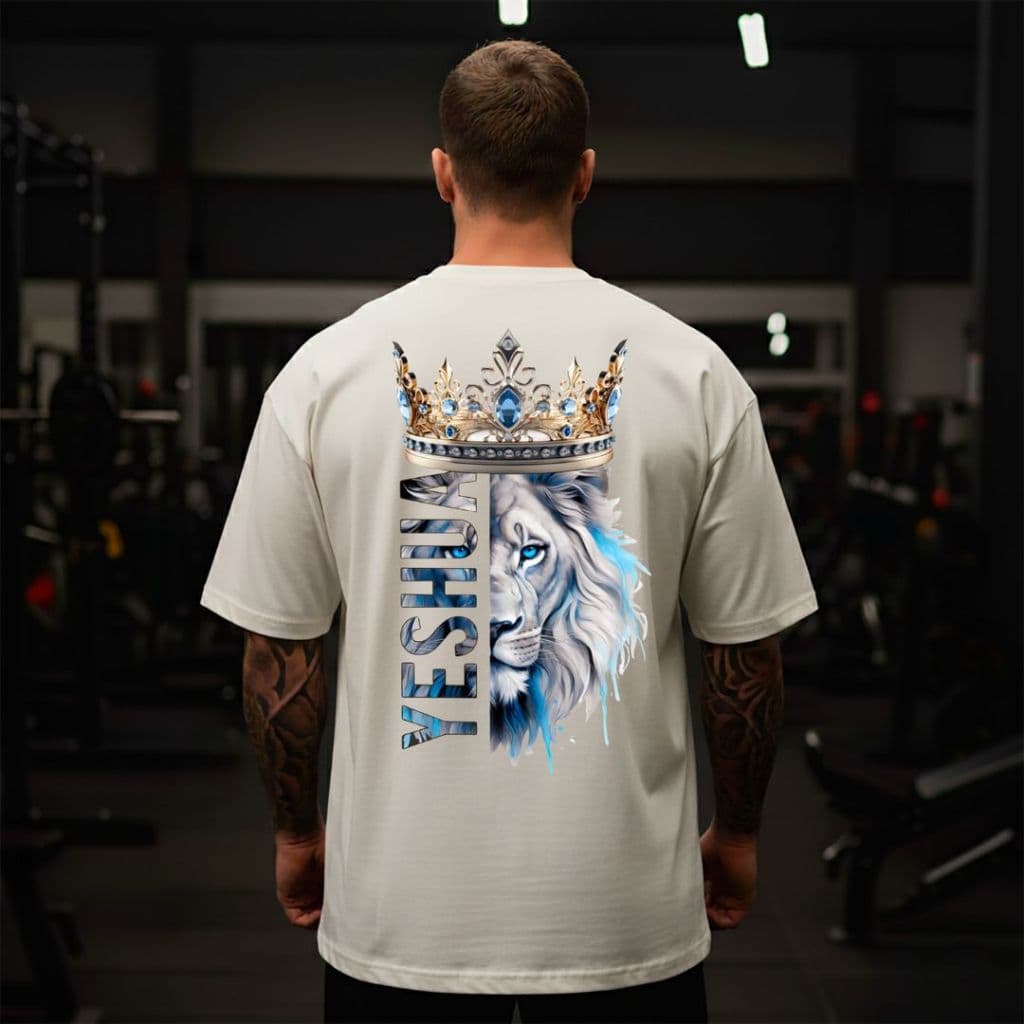 Camiseta Oversized Algodão Premium Yeshua Leão Coroa Estampa Religiosa Blusão Envio Rápido