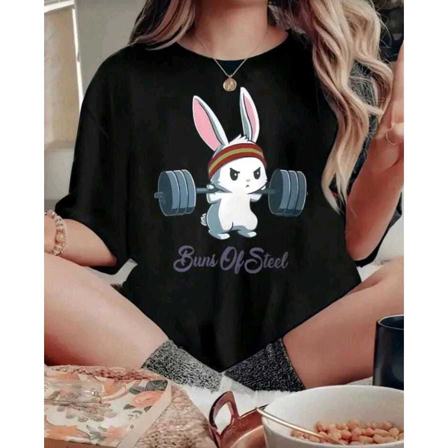 Camiseta Básica Coelho Treinando 100% Algodão Academia Casual Treino