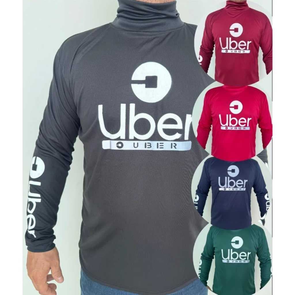 Camisa Blusa Aplicativo App MOTO UBER Manga Longa Gola Alta Com Faixa Refletiva