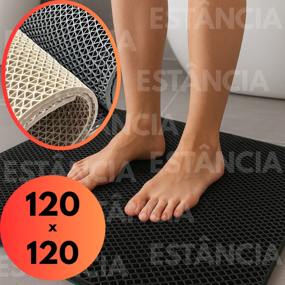Tapete Antiderrapante Gigante Banheiros Vestiário Box Emborrachado Luxo 120x120 Piscina Sauna