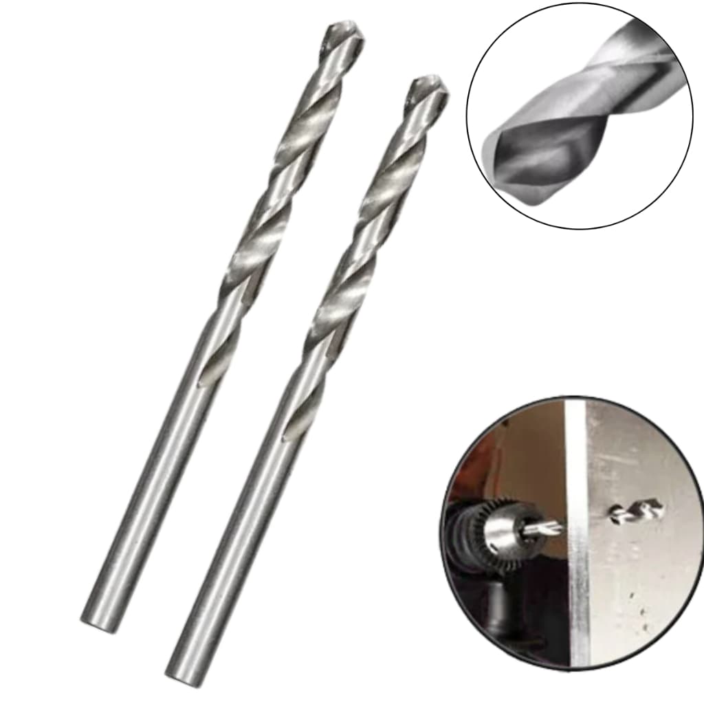 2 Brocas Aço Rápido HSS 1/4" x 100mm – Alta Resistência para Metal e Madeira