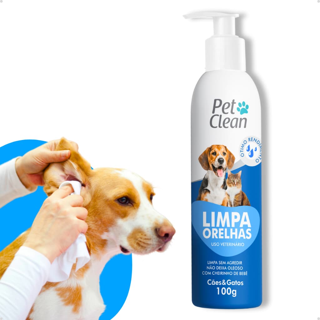 Limpador de Orelhas Limpa Ouvidos Ceras Oleosidade para Cachorro e Gatos Pet Clean - 100 g