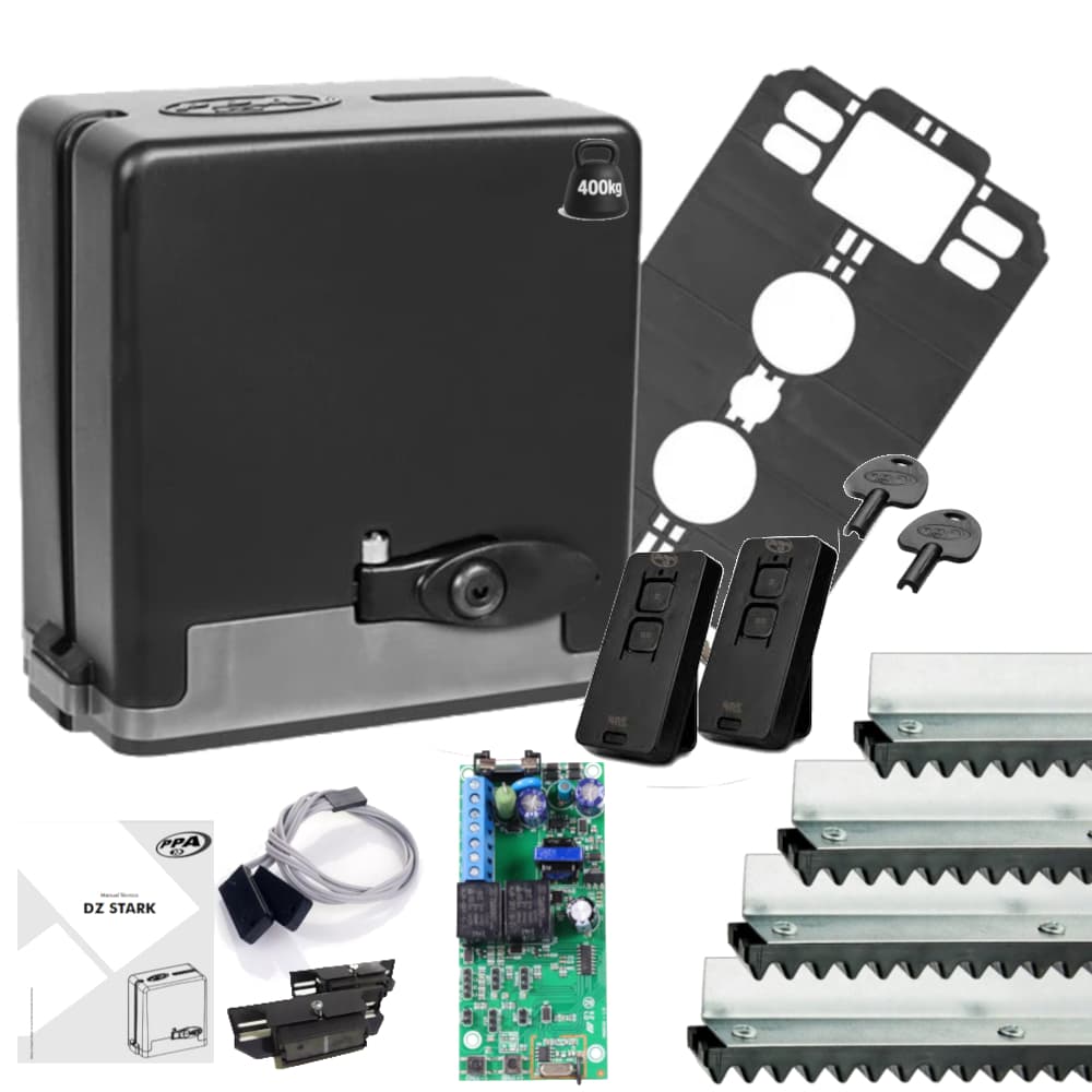 Kit Motor Portao Eletronico Automático PPA 1/4hp 400kg 2tx Z14 Preto 60hz