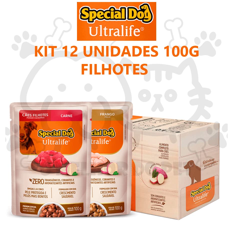 Sache Special Dog Ultralife Ração úmida para Cães Filhotes Caixa com 12 Unidades