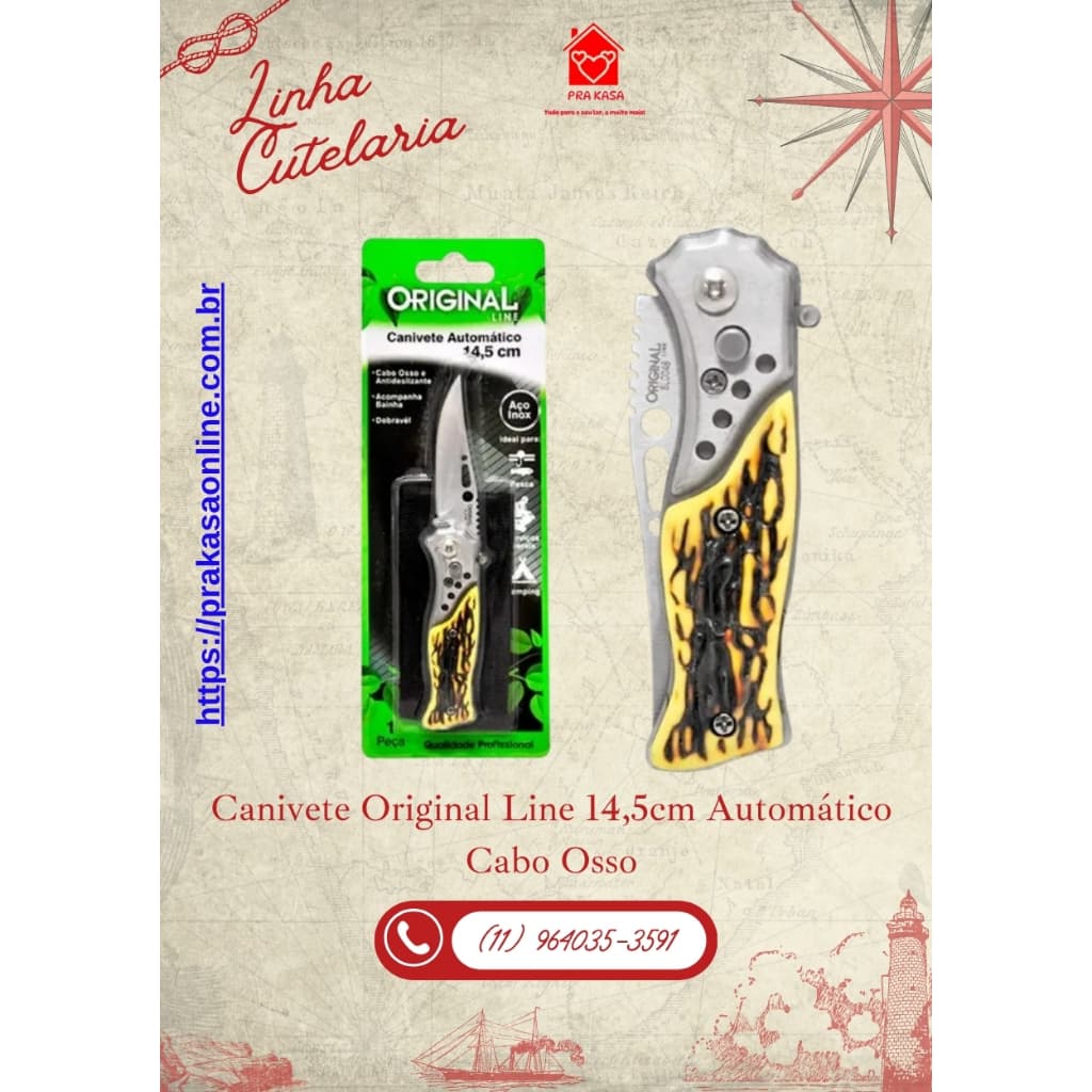 Canivete Original Line 14,5cm Automático Cabo Osso