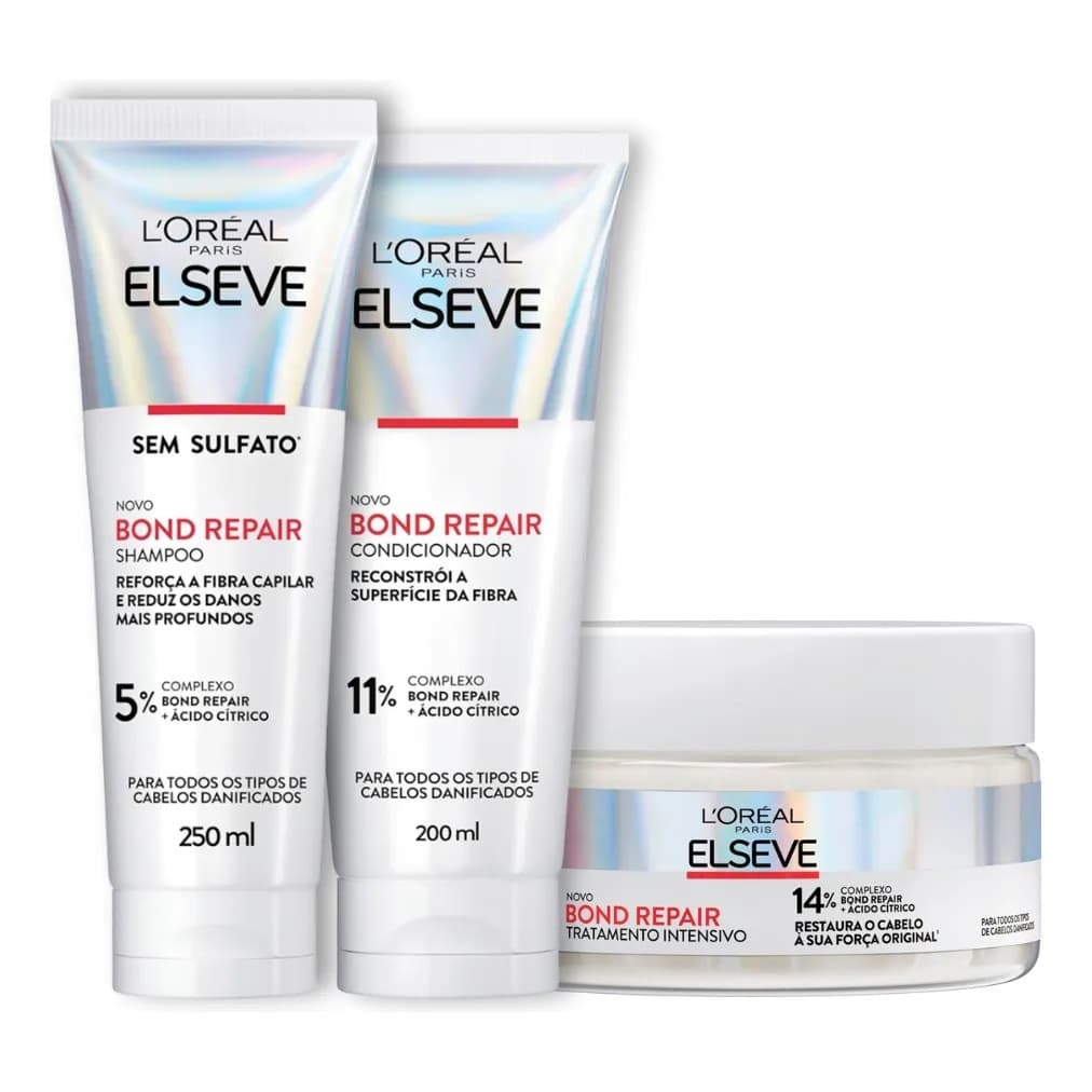 Elseve Loréal Paris Bond Repair Shampoo | Condicionador | Máscara